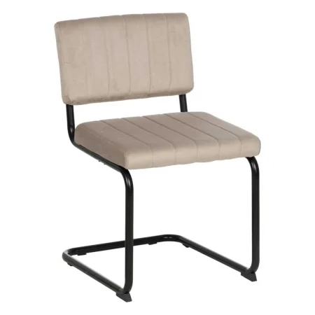 Silla beige tapizada en tejido con asiento en DM y patas metálicas 48x56x82cm - Ixia - 611795IX - foto-blanco