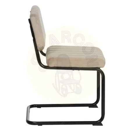 Silla beige tapizada en tejido con asiento en DM y patas metálicas 48x56x82cm - Ixia - 611795IX - foto-secundaria-1