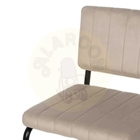 Silla beige tapizada en tejido con asiento en DM y patas metálicas 48x56x82cm - Ixia - 611795IX - foto-secundaria-4