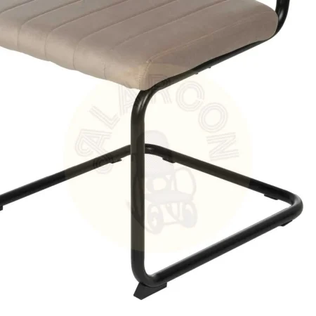 Silla beige tapizada en tejido con asiento en DM y patas metálicas 48x56x82cm - Ixia - 611795IX - foto-secundaria-8