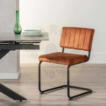 Silla terracota en tejido con patas de hierro y asiento en DM 48x56x82cm - Ixia - 611798IX - foto-secundaria-10