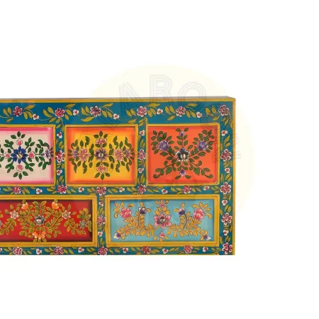 Cómoda Vesal de madera de mango 7 cajones 2 puertas acabado multicolor con detalles pintados a mano 80x40x122cm - Giner y Colomer - 6119GYC - foto-secundaria-4