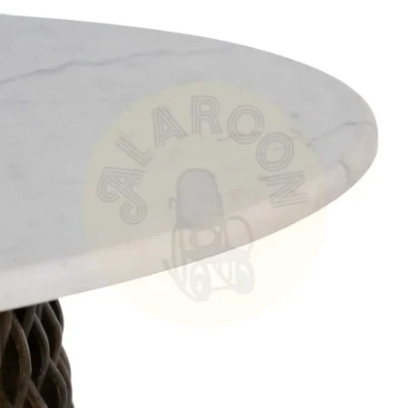 Mesa de centro blanco y marrón en mármol y madera de mango 80x80x49cm - Ixia - 612086IX - foto-secundaria-3