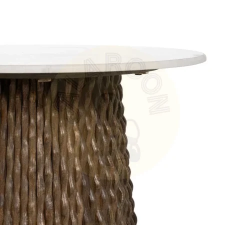 Mesa de centro blanco y marrón en mármol y madera de mango 80x80x49cm - Ixia - 612086IX - foto-secundaria-5
