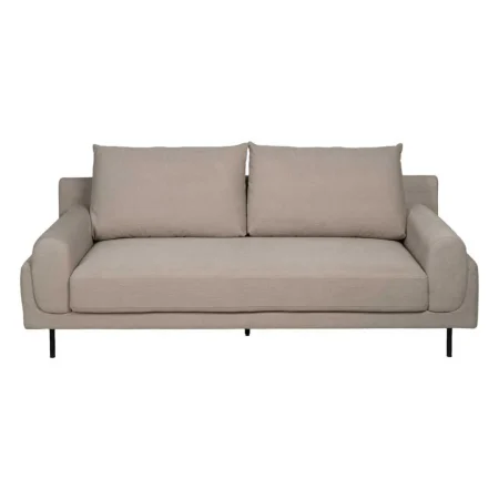 Sofá 3 plazas en tejido taupe con estructura metálica y 2 cojines desenfundables 216x86x90cm - Ixia - 612097IX - foto-blanco