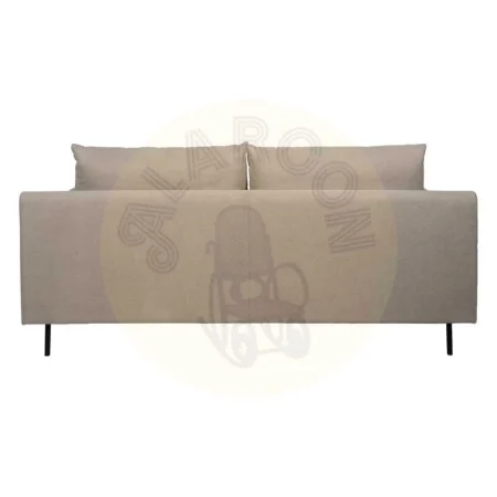 Sofá 3 plazas en tejido taupe con estructura metálica y 2 cojines desenfundables 216x86x90cm - Ixia - 612097IX - foto-secundaria-1