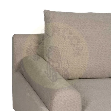 Sofá 3 plazas en tejido taupe con estructura metálica y 2 cojines desenfundables 216x86x90cm - Ixia - 612097IX - foto-secundaria-2