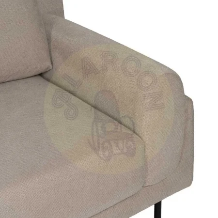 Sofá 3 plazas en tejido taupe con estructura metálica y 2 cojines desenfundables 216x86x90cm - Ixia - 612097IX - foto-secundaria-5