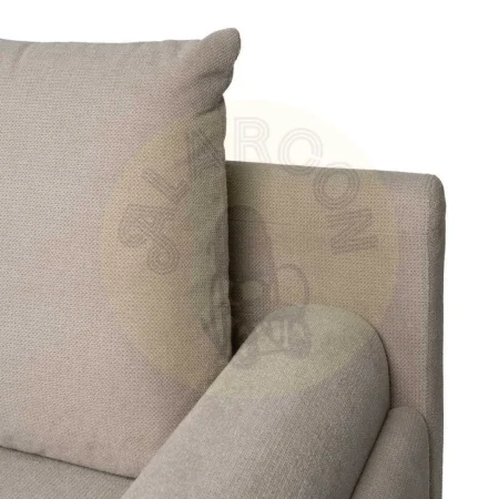 Sofá 3 plazas en tejido taupe con estructura metálica y 2 cojines desenfundables 216x86x90cm - Ixia - 612097IX - foto-secundaria-6