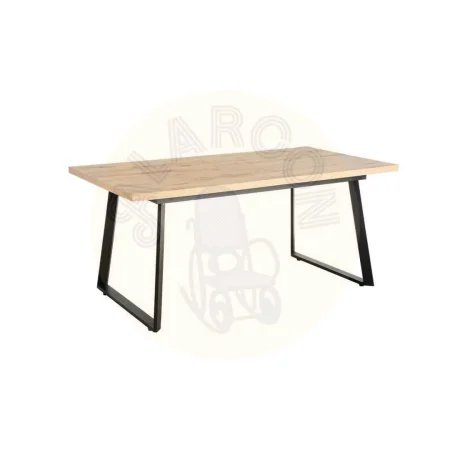 Mesa extensible natural en metal y madera 170x90x75cm - Ixia - 612145IX - foto-secundaria-1