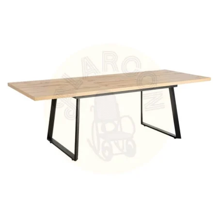 Mesa extensible natural en metal y madera 170x90x75cm - Ixia - 612145IX - foto-secundaria-2