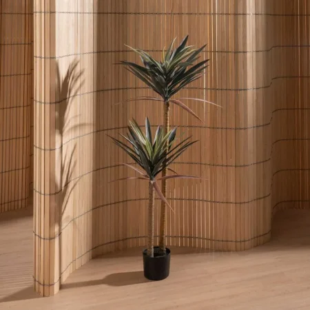 Planta yuca verde en goma con macetero de polipropileno 0x0x125cm - Ixia - 612216IX - foto-blanco