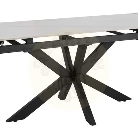 Mesa extensible blanco y negro con tablero cerámico imitación mármol y patas de metal 170x90x76cm - Ixia - 612347IX - foto-secundaria-7