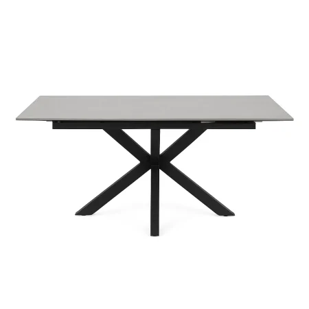 Mesa extensible gris y negro con patas de metal y tablero cerámico imitación mármol 170x90x76cm - Ixia - 612348IX - foto-blanco