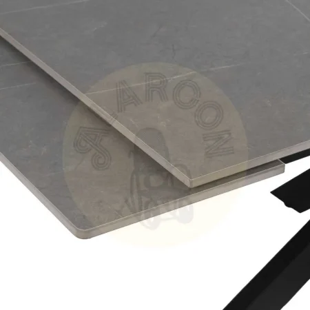 Mesa extensible gris y negro con patas de metal y tablero cerámico imitación mármol 170x90x76cm - Ixia - 612348IX - foto-secundaria-3