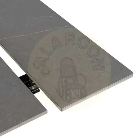Mesa extensible gris y negro con patas de metal y tablero cerámico imitación mármol 170x90x76cm - Ixia - 612348IX - foto-secundaria-4