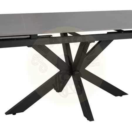 Mesa extensible gris y negro con patas de metal y tablero cerámico imitación mármol 170x90x76cm - Ixia - 612348IX - foto-secundaria-7