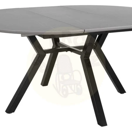 Mesa extensible gris y negro con sobre cerámico efecto mármol y patas metálicas 120x120x75cm - Ixia - 612350IX - foto-secundaria-10