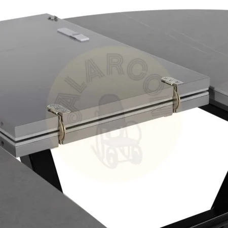 Mesa extensible gris y negro con sobre cerámico efecto mármol y patas metálicas 120x120x75cm - Ixia - 612350IX - foto-secundaria-5