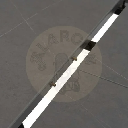 Mesa extensible gris y negro con sobre cerámico efecto mármol y patas metálicas 120x120x75cm - Ixia - 612350IX - foto-secundaria-7