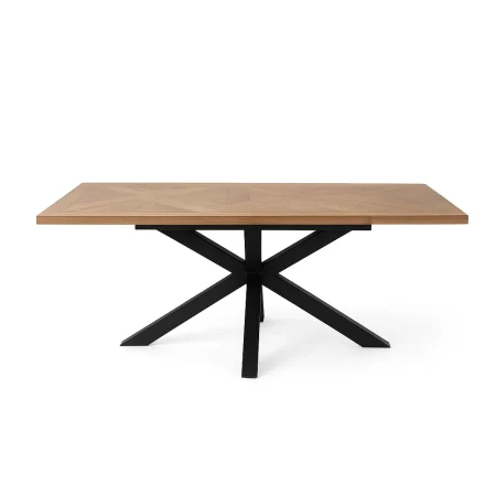 Mesa extensible color natural y negro en DM y metal 160x90x77cm - Ixia - 612357IX - foto-blanco