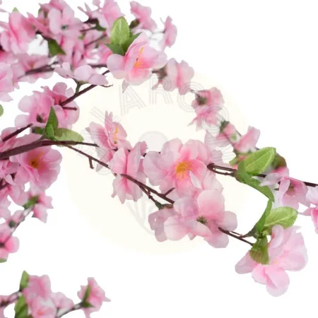 Árbol melocotonero rosa tronco de madera pétalos de tejido y macetero de PVC relleno de cemento 0x0x180cm - Ixia - 612426IX - foto-secundaria-1
