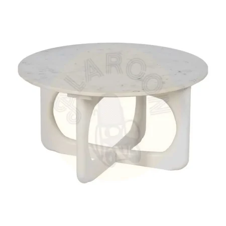 Mesa de centro blanca en mármol y madera 75x75x40cm - Ixia - 612438IX - foto-secundaria-1