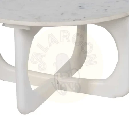 Mesa de centro blanca en mármol y madera 75x75x40cm - Ixia - 612438IX - foto-secundaria-5