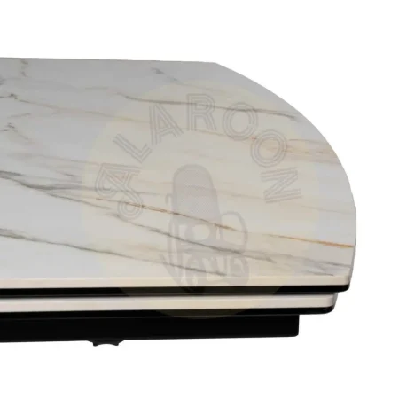 Mesa extensible Marmolada cerámica imitación mármol y cristal con estructura de hierro beige y negro 180x90x76cm - Ixia - 612538IX - foto-secundaria-3