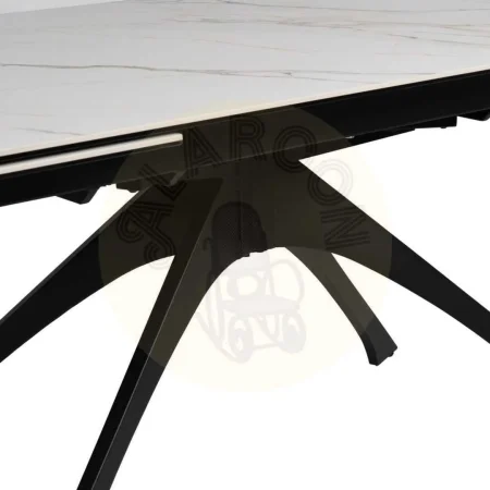 Mesa extensible Marmolada cerámica imitación mármol y cristal con estructura de hierro beige y negro 180x90x76cm - Ixia - 612538IX - foto-secundaria-4