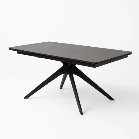 Mesa extensible gris oscuro superficie de cerámica y cristal estructura de hierro 180x90x76cm - Ixia - 612539IX - foto-blanco
