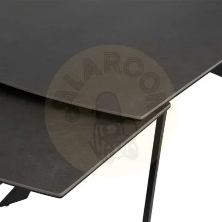 Mesa extensible gris oscuro superficie de cerámica y cristal estructura de hierro 180x90x76cm - Ixia - 612539IX - foto-secundaria-4