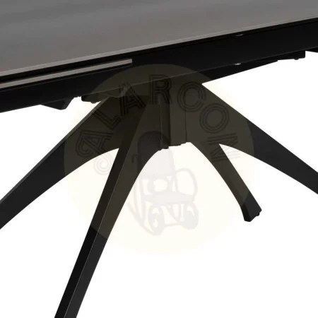 Mesa extensible gris oscuro superficie de cerámica y cristal estructura de hierro 180x90x76cm - Ixia - 612539IX - foto-secundaria-7