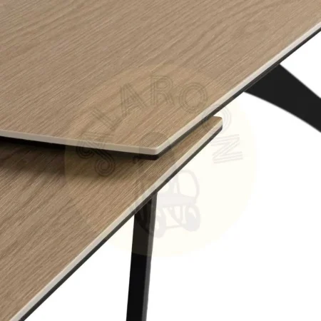 Mesa extensible con tapa de cerámica y cristal sobre estructura de hierro acabado natural y negro 180x90x76cm - Ixia - 612540IX - foto-secundaria-4