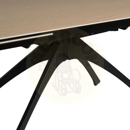 Mesa extensible con tapa de cerámica y cristal sobre estructura de hierro acabado natural y negro 180x90x76cm - Ixia - 612540IX - foto-secundaria-7