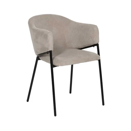Silla tapizada en tejido beige con patas metálicas 54x60x78cm - Ixia - 612541IX - foto-blanco