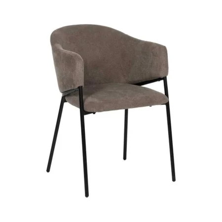 Silla tapizada en tejido taupe con patas metálicas 54x60x78cm - Ixia - 612542IX - foto-blanco