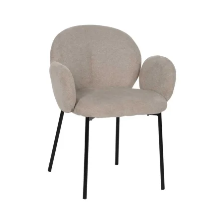 Silla beige tapizada en poliéster con patas metálicas y asiento acolchado 66x60x79cm - Ixia - 612543IX - foto-blanco