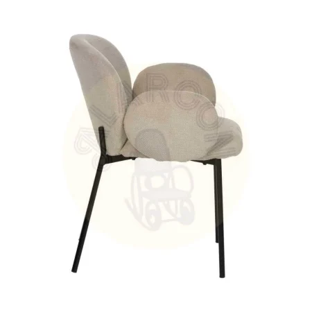 Silla beige tapizada en poliéster con patas metálicas y asiento acolchado 66x60x79cm - Ixia - 612543IX - foto-secundaria-1
