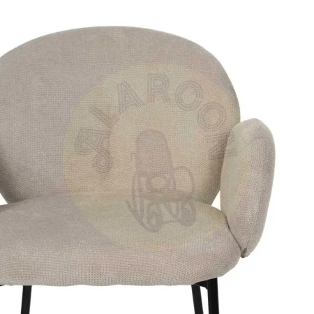 Silla beige tapizada en poliéster con patas metálicas y asiento acolchado 66x60x79cm - Ixia - 612543IX - foto-secundaria-3