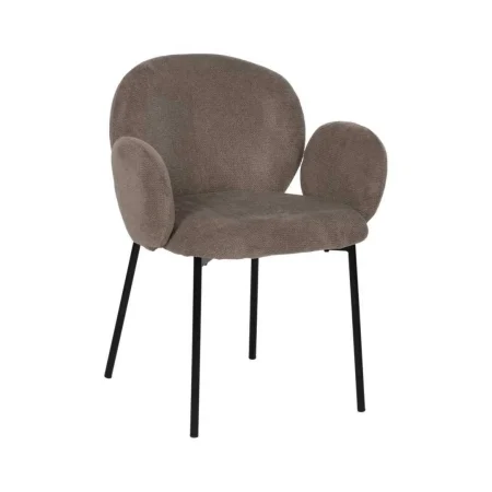 Silla tapizada en tejido poliéster color taupe con patas de metal 66x60x79cm - Ixia - 612544IX - foto-blanco
