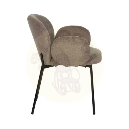 Silla tapizada en tejido poliéster color taupe con patas de metal 66x60x79cm - Ixia - 612544IX - foto-secundaria-1
