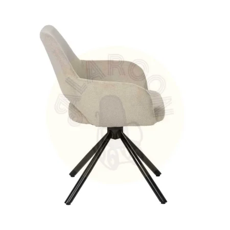 Silla giratoria 180 grados beige tapizada en tejido poliéster con patas metálicas 59.50x62x83.50cm - Ixia - 612547IX - foto-secundaria-1