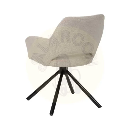 Silla giratoria 180 grados beige tapizada en tejido poliéster con patas metálicas 59.50x62x83.50cm - Ixia - 612547IX - foto-secundaria-2