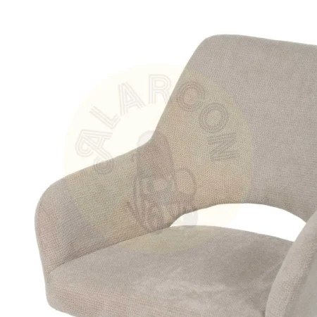 Silla giratoria 180 grados beige tapizada en tejido poliéster con patas metálicas 59.50x62x83.50cm - Ixia - 612547IX - foto-secundaria-4