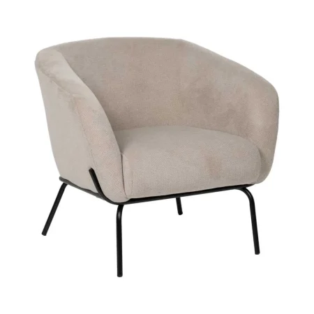 Sillón beige tapizado en tejido poliéster con patas metálicas 77x72x68cm - Ixia - 612551IX - foto-blanco