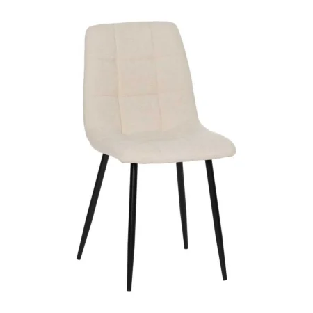 Silla tapizada en tejido blanco con patas metálicas estilo contract 44x42x89cm - Ixia - 612555IX - foto-blanco