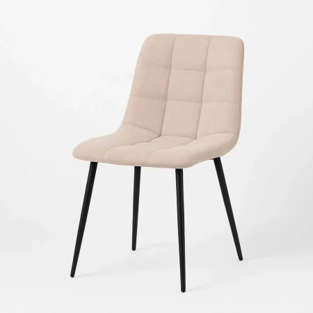 Silla tapizada beige en tejido con patas de metal y relleno de espuma de densidad 23-25kg/m3 44x42x89cm - Ixia - 612556IX - foto-blanco
