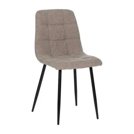 Silla tapizada en tejido taupe con patas de metal y relleno de espuma densidad 23-25kg/m3 44x42x89cm - Ixia - 612557IX - foto-blanco