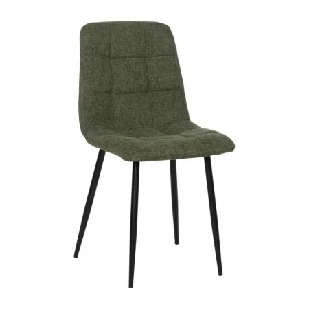 Silla tapizada verde en poliéster con patas metálicas espuma densidad 23-25kg/m3 no apilable 44x42x89cm - Ixia - 612561IX - foto-blanco